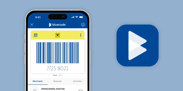 Smartphone mit Bluecode App von bluesource