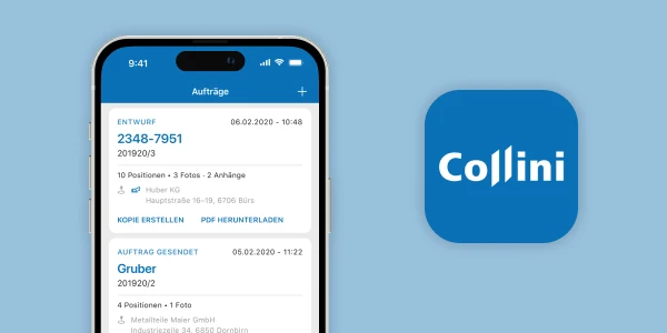 Smartphone mit Collini App von bluesource