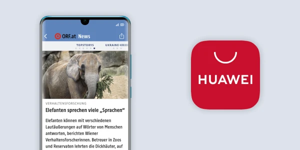 Smartphone mit App zu Huawei Mobile Services von bluesource