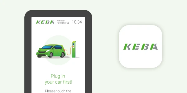 Smartphone mit Applikation für das Keba Direct Payment Terminal von bluesource
