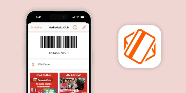 Smartphone with digital MediaMarkt Club Card in mobile-pocket app