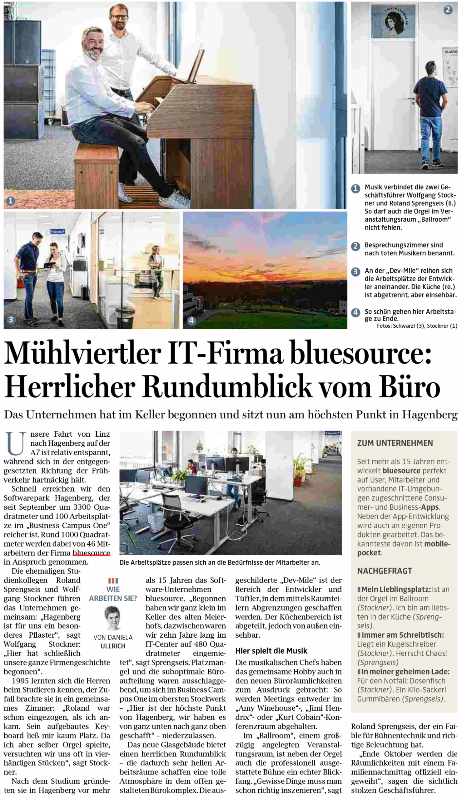 Faksimile eines Zeitungsberichts über das neue bluesource-Büro.