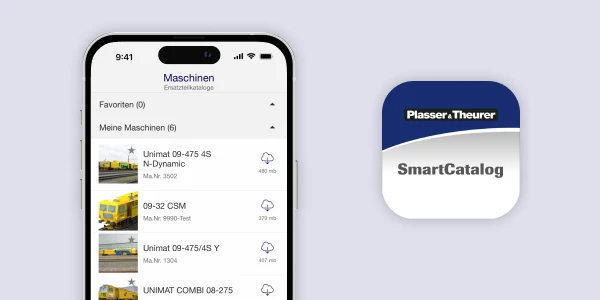 Smartphone with Smart Catalog App for Plasser & Theurer from bluesource