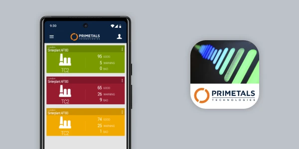 Smartphone mit ASK Primetals App von bluesource