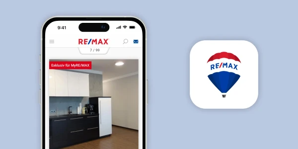 Smartphone mit RE/MAX Immobilien App von bluesource