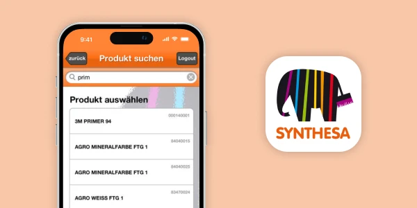 Smartphone mit Synthesa Bestell-App von bluesource