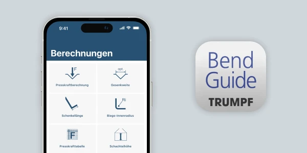 Smartphone with BendGuide app for Trumpf from bluesource