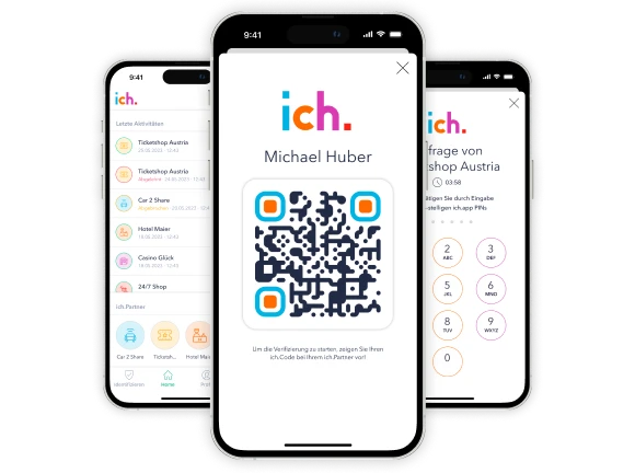 Drei Smartphones mit Screens der ich.app der PSA