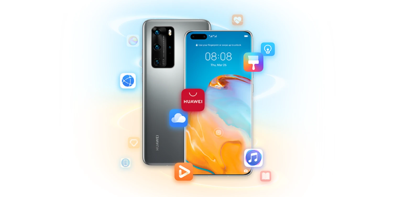 Vorder- und Rückseite von zwei Huawei-Smartphones.