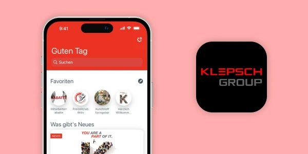 Smartphone mit Klepsch Group App für Senoplast Klepsch & Co GmbH von bluesource